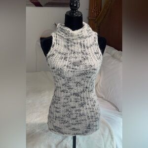 Zara Cream and Gray Knit Tank Sweater